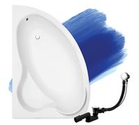 Baignoire Bain d'angle 160x100 Gauche, Siphon de bain et pieds - Set 3en1 - ADA