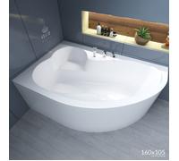 Baignoire Bain d'angle 160x105 Droite + tablier en acrylique Siphon +pieds MEGA