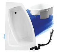 Baignoire Bain d'angle 160x105 Gauche +des panneaux en polystyrène Siphon +pieds