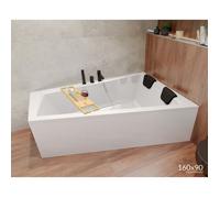 Baignoire Bain d'angle 160x90 Droite + appui-tête + planche Siphon+pieds