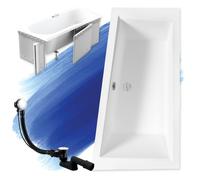 Baignoire Bain d'angle 160x90 Droite + des panneaux en polystyrène Siphon+pieds