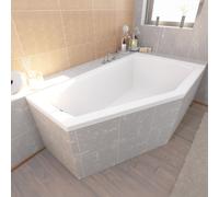 Baignoire Bain d'angle 160x90 Droite + des panneaux en polystyrène Siphon+pieds