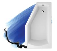 Baignoire Bain d'angle 160x90 Droite, Siphon de bain et pieds - 3en1 - SELENA