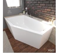 Baignoire Bain d'angle 160x90 Droite + tablier en acrylique Siphon +pieds SELENA