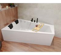 Baignoire Bain d'angle 160x90 Gauche + appui-tête + planche Siphon + pieds
