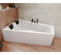 Baignoire Bain d'angle 160x90 Gauche + appui-tête, Siphon de bain et pieds 4en1
