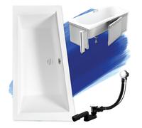 Baignoire Bain d'angle 160x90 Gauche + des panneaux en polystyrène Siphon+pieds