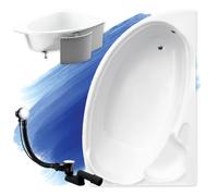 Baignoire Bain d'angle 170x110 Droite +des panneaux en polystyrène Siphon +pieds