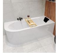 Baignoire Bain d'angle 170x75 Droite + appui-tête, Siphon de bain et pieds 4en1