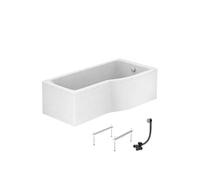 Baignoire bain douche 170 x 80 cm droite Connect Air + tablier + pieds + vidage Chromé