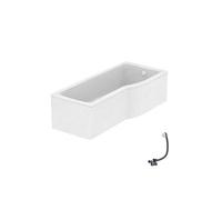 Baignoire bain douche 170 x 80 cm droite Connect Air + tablier + vidage Blanc