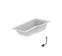 Baignoire bain douche 170 x 80 cm droite Connect Air + vidage Chromé