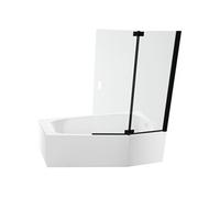 Baignoire bain douche 170 x 90 Bastille vidage à droite blanc mat + tablier en niche + pare-bain noir