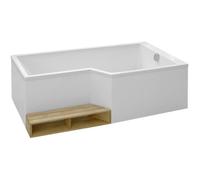 Baignoire bain douche antidérapante Neo, blanc mat 180 x 90, droite
