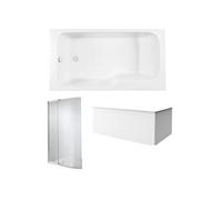 Baignoire bain douche Malice antidérapante + tablier angle + pare bain 170 x 90, gauche