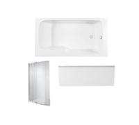 Baignoire bain douche Malice antidérapante + tablier niche + pare bain 160 x 85 cm version droite