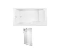 Baignoire bain douche Malice + pare bain + étagère 160 x 85, V. gauche