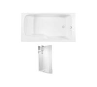 Baignoire bain douche Malice + pare bain + étagère 170 x 90 v. droite
