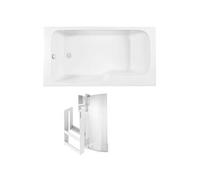 Baignoire bain douche Malice + pare bain + étagère 170 x 90, v. gauche