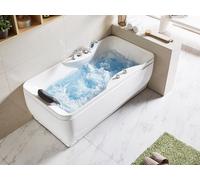 Baignoire balnéo - 150 x 75 x 54,5 cm - Blanche - Angle droit - 1 place - 140 L - GAVINO