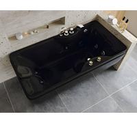 Baignoire balnéo - 150 x 75 x 54,5 cm - Noire - Angle droit - 1 place - 140L - GAVINO