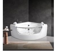 Baignoire balnéo angle avec du verre 18 jets d'hydromassage massante 135x135cm - OLYMPIA