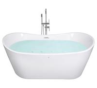 Baignoire Balnéo Autoportante Blanche de Forme Ovale avec Jets 168 cm et 275 Litres de Capacité Maximum Beliani