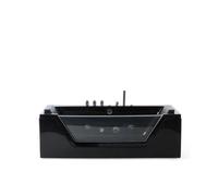 Baignoire balnéo - BELIANI - 160 cm - Acrylique noir - LED - Rectangulaire