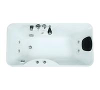 Baignoire balnéo blanche - 1 place - 140L - 150 x 75 x 54,5 cm - Angle gauche - GAVINO