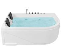 Baignoire Balnéo d'Angle à Droite en Acrylique avec Fonction Massante 2 Appui-têtes et Éclairage LED Votre Bain à Remous et SPA à Domicile Beliani