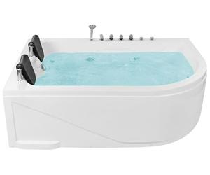 Baignoire Balnéo d'Angle à Droite en Acrylique avec Fonction Massante 2 Appui-têtes et Éclairage LED Votre Bain à Remous et SPA à Domicile Beliani