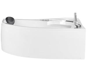 Baignoire Balnéo d'Angle à Gauche en Acrylique avec Fonction Hydromassage et Éclairage LED Votre Bain à Remous et SPA à Domicile Beliani