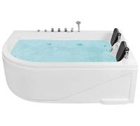 Baignoire Balnéo d'Angle à Gauche en Acrylique avec Fonction Massante 2 Appui-têtes et Éclairage LED Votre Bain à Remous et SPA à Domicile Beliani