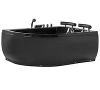Baignoire Balnéo d'Angle à Gauche Moderne en Acrylique Noir avec Fonction Massante et Robinet Cascade pour 2 personnes Capacité Maximum 300 L Beliani