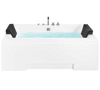 Baignoire Balnéo de Forme Rectangulaire 170 cm en Acrylique Blanc avec Chromothérapie 2 Appui-Têtes et une Capacité de 285 Litres Max Beliani