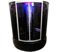 Baignoire balnéo douche - Vienna - 130x130cm - Chromothérapie - Noir - Pour 2 personnes