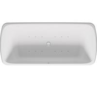 Baignoire balnéo Duravit Quatego, à poser, double dos inclinés, habillage sans soudure, garniture de vidage et de trop-plein blanche, système Air, 1800x800mm, 760911000AS0000
