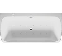 Baignoire balnéo Duravit Quatego, paroi avant, double dos inclinés, habillage sans soudure, garniture de vidage et de trop-plein blanche, système Air, 1800x870mm, 760615000AS0000