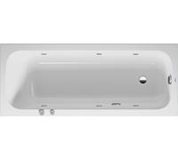 Baignoire balnéo Duravit Quatego, version à encastrer, simple dos, bâti-support, garniture de vidage et de trop-plein, système Jet, 1700x700mm, 760611000JS1000