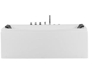 Baignoire Balnéo en Acrylique Blanc avec Fonction Hydromassage 2 Appui-Têtes et Éclairage LED intégré pour SPA à Domicile Beliani