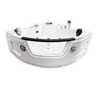 BAIGNOIRE BALNEO MASSANTE Model Miami 135cm x 135cm ANGLE HAUTE BAIN TOURBILLON Jets dorsaux spa chromothérapie cascade