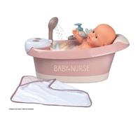 Baignoire balnéo pour poupon jusqu'à 42 cm - Smoby Baby Nurse - Jets d'eau et bulles - Lumières LED - Fabriqué en France