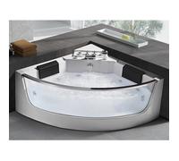 Baignoire balnéo d'angle vitrée - 2 places - 330 L - 138 x 138 x 59 cm - EVELINA