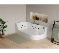 Baignoire balnéo vitrée - 170 x 80 X 57cm - Blanche - Angle gauche - 1 place - 263 L - ARIA