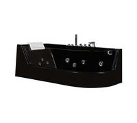 Baignoire balnéo vitrée - 170 x 80 x 57cm - Noir - Angle gauche - 1 place - 263 L - ARIA