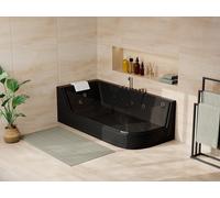 Baignoire balnéo vitrée - 170 x 80 x 57cm - Noir - Angle gauche - 1 place - 263 L - ARIA