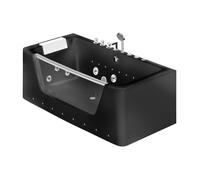 Baignoire balnéo vitrée à leds DYONA - 1 place - 260L - 85*170*58cm - Noire