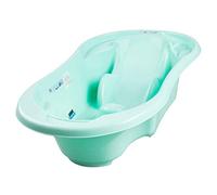 Baignoire bébé avec réducteur et thermomètre intégrés Vert/sans option | Bonde de vidange et espaces latéraux permettent de garder les accessoires à portée de main et facilitent la toilette.