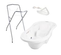 Baignoire bébé avec réducteur intégré Blanc + Pied + Tuyau