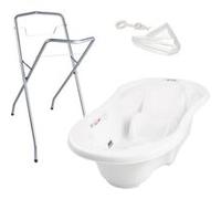 Baignoire bébé avec réducteur intégré Blanc + Pied + Tuyau Blanc, Blanc G